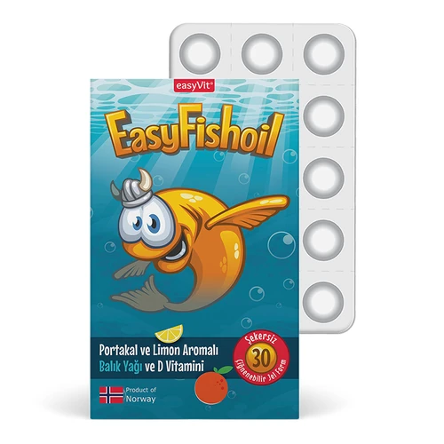 Easyvit Easy Fish Oil Portakal ve Limon Aromalı Balık Yağı ve D Vitamini 30 Çiğnenebilir Form