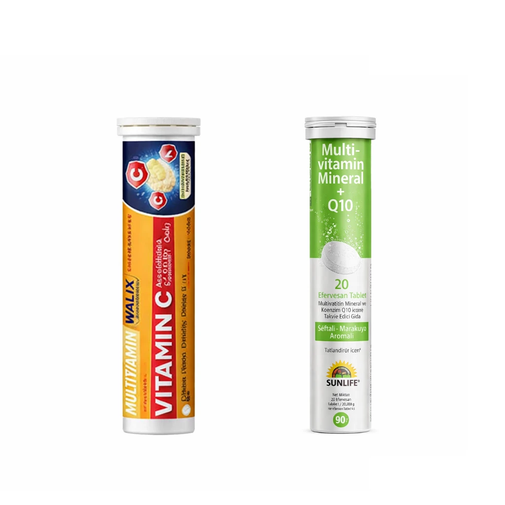 Nutraxin Nutraxin Efervesan - Vitamin C-D-ZINC 15 Efervesan Tablet & Sunlife Multivitamin & Mineral + Q10 Efervesan 20 Tablet