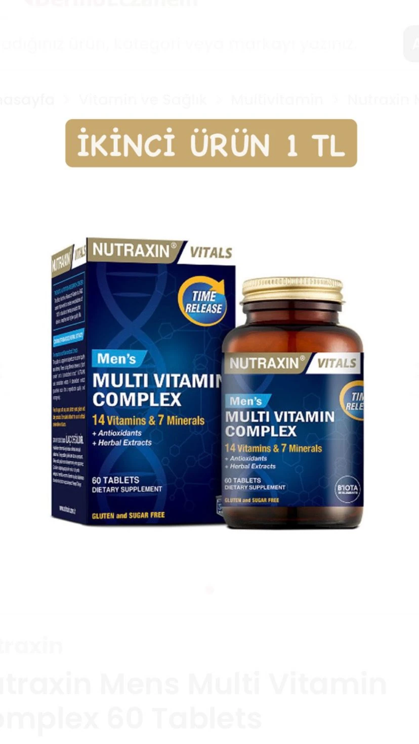 Nutraxin Nutraxin Mens Multi Vitamin Complex 60 Tablets