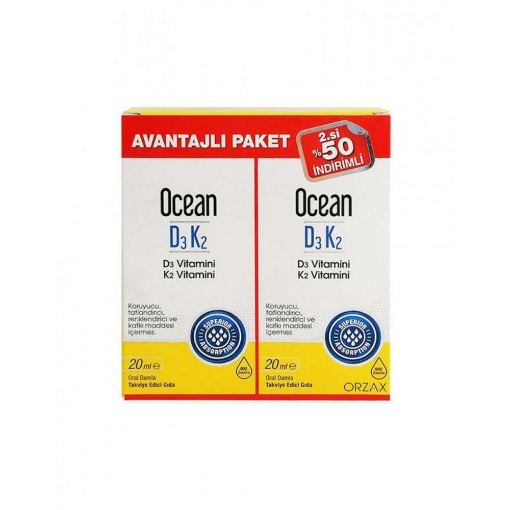 Orzax Ocean D3 K2 Vitamin 20ml İkincisi %50 İndirimli