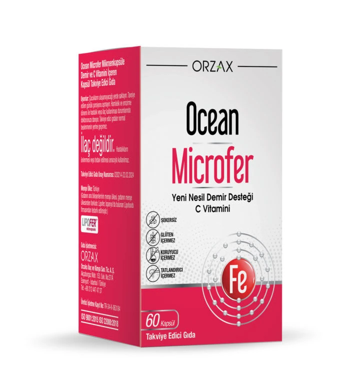 Orzax Orzax Ocean Microfer Demir ve C Vitamini 60 Kapsül