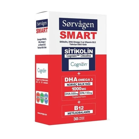 Sorvagen Sorvagen Smart Sitikolin DHA Omega 3 B12 30 Kapsül