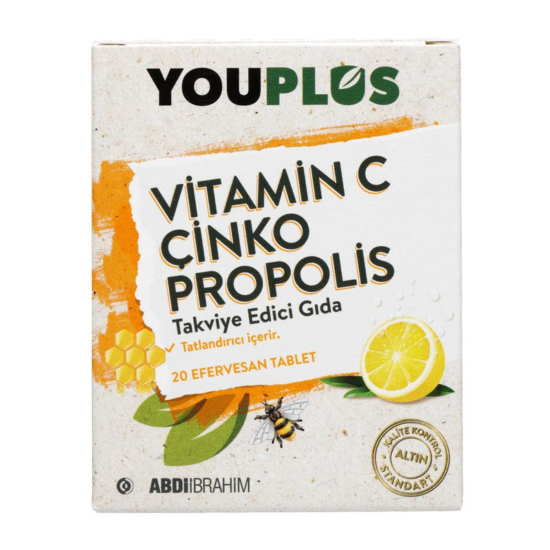 Abdiibrahim Youplus Vitamin C Çinko Propolis 20 Efervesan Tablet